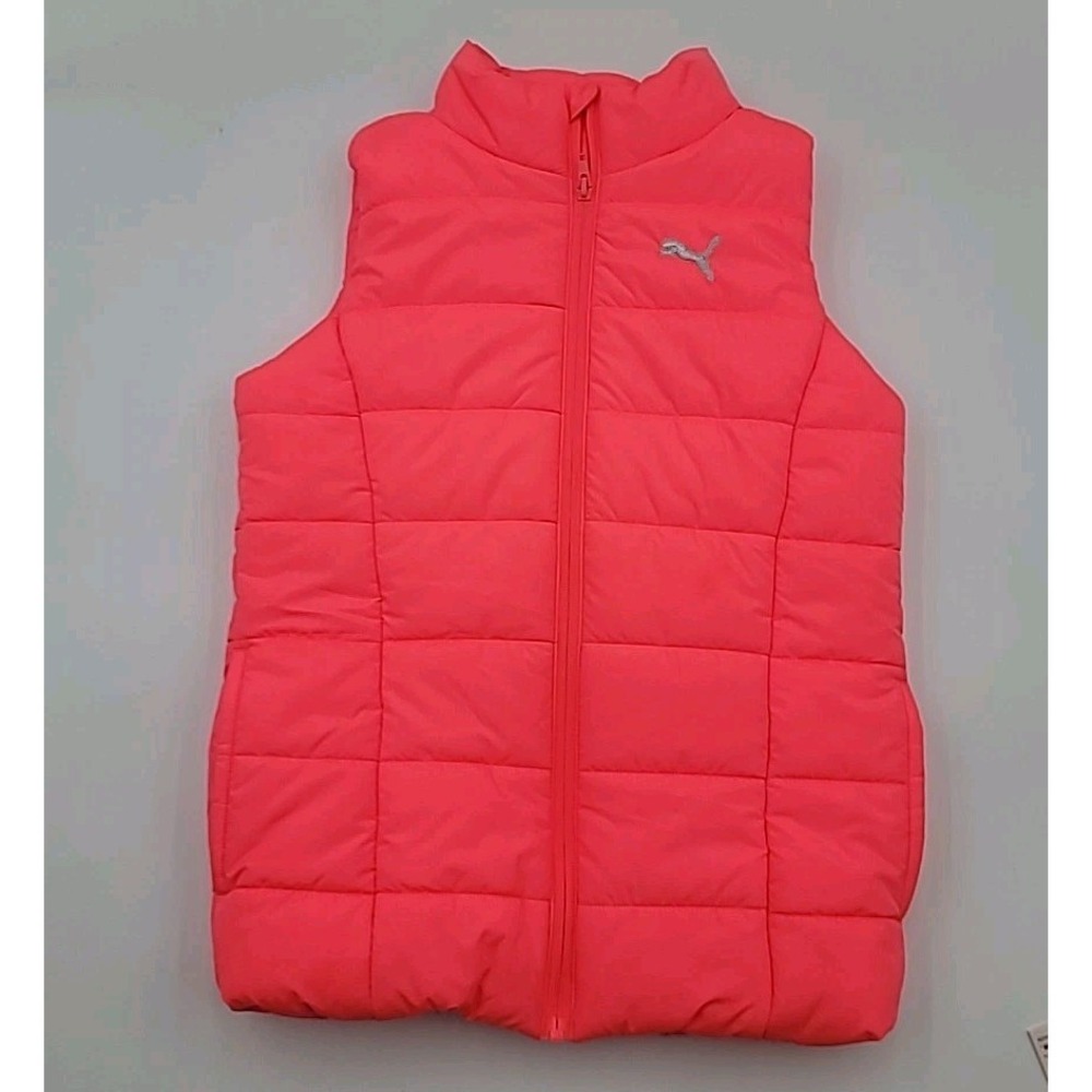 Puma Puffer Vest Women's Pink Zip Up Lightweight Jacket Size Medium‎